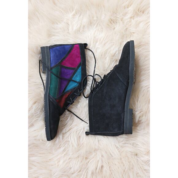 1990's Vintage Skechers Leather Work Boots ~ Women's 6 to 6-1/2 ~ Block Heel - Picture 2 of 10